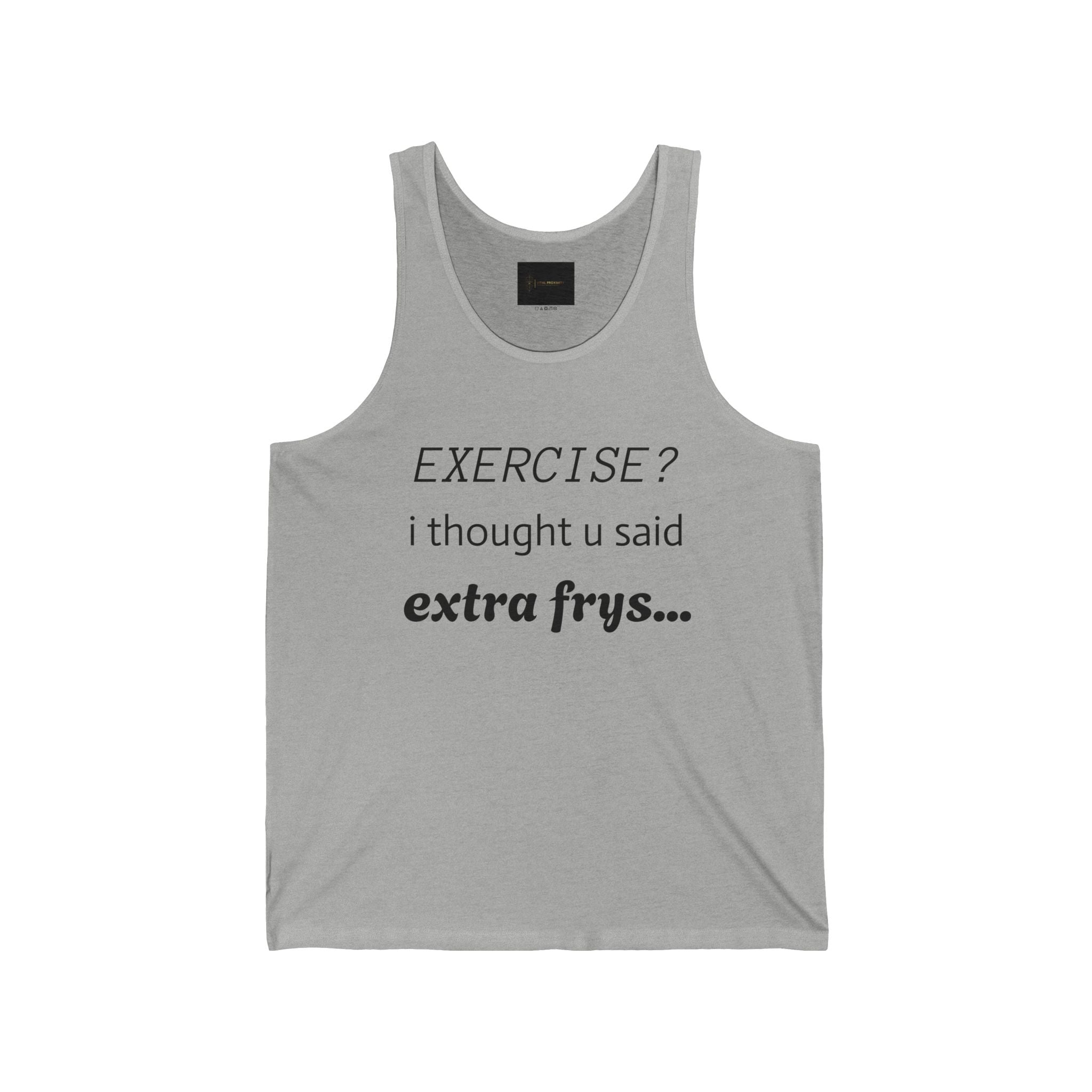 Funny Exercise Tank Top, Humorous Workout Shirt, Fitness Gift for Food Lovers, Gym Apparel, Extra Fries Motivation