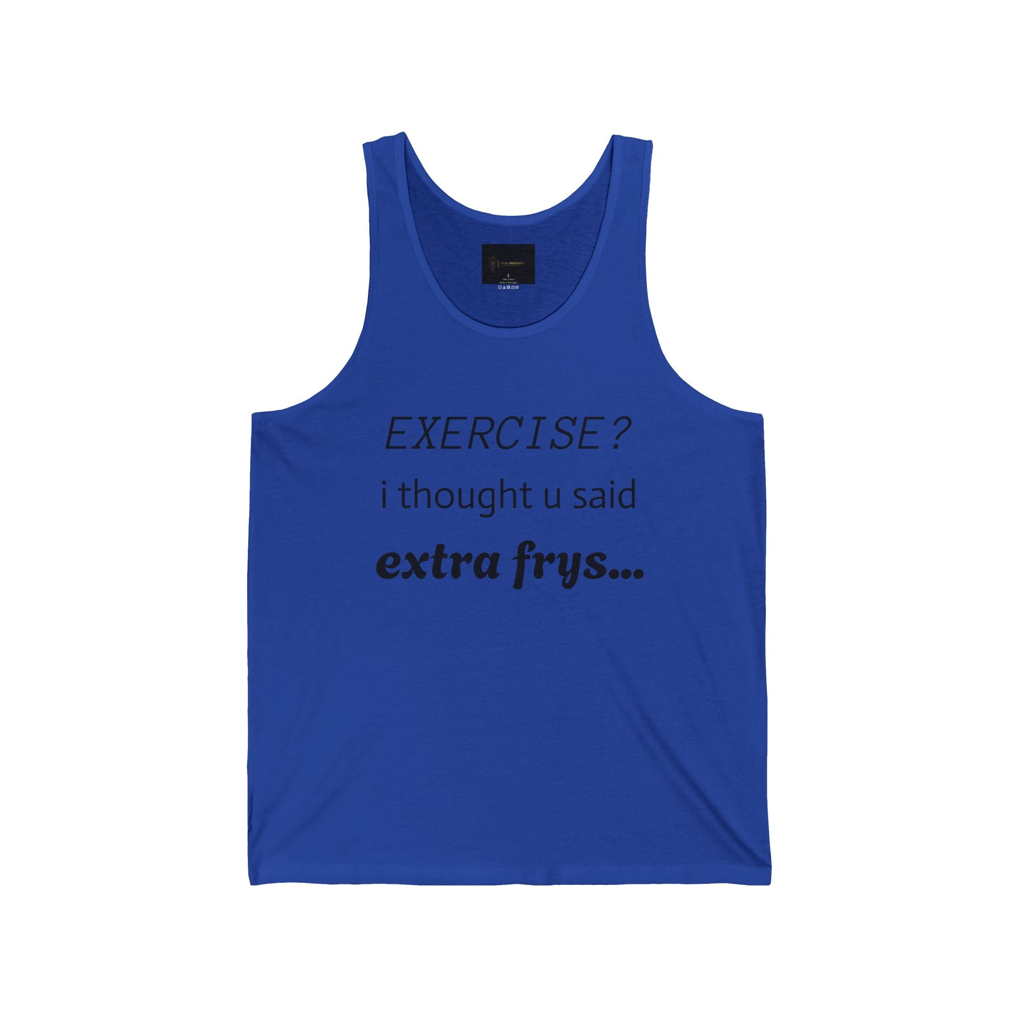 Funny Exercise Tank Top, Humorous Workout Shirt, Fitness Gift for Food Lovers, Gym Apparel, Extra Fries Motivation