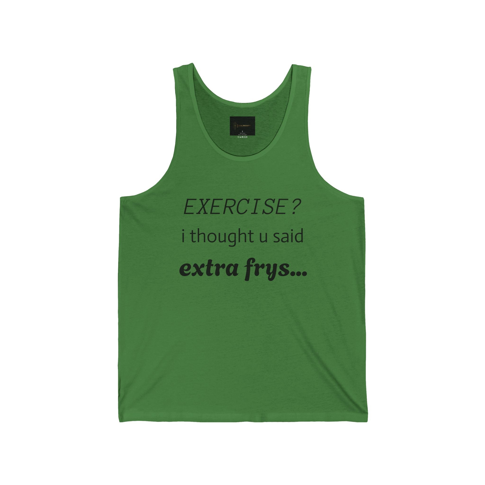 Funny Exercise Tank Top, Humorous Workout Shirt, Fitness Gift for Food Lovers, Gym Apparel, Extra Fries Motivation