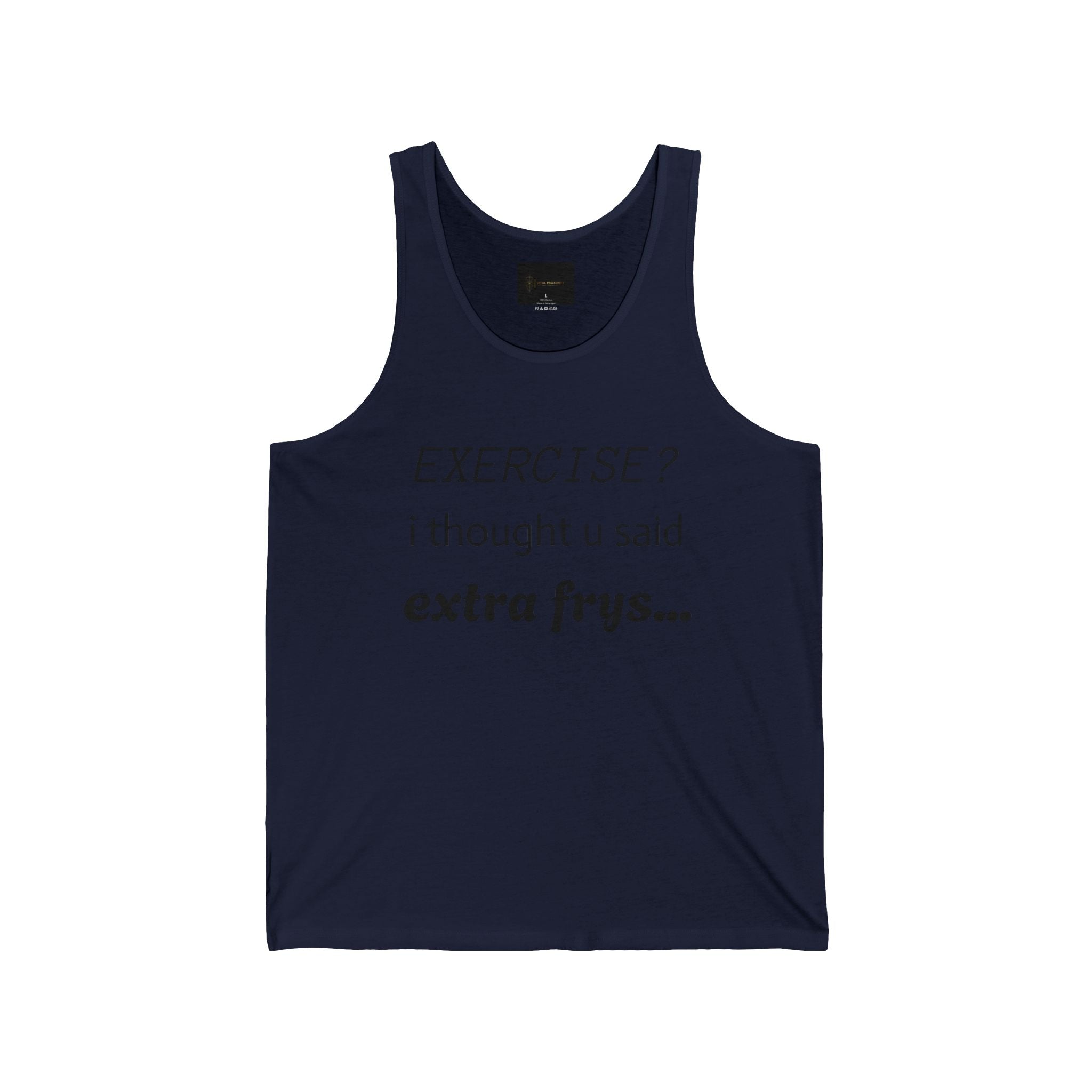 Funny Exercise Tank Top, Humorous Workout Shirt, Fitness Gift for Food Lovers, Gym Apparel, Extra Fries Motivation