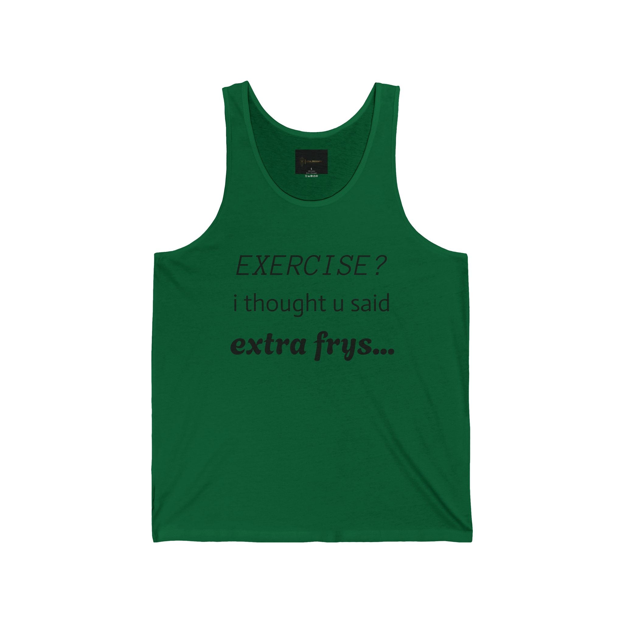 Funny Exercise Tank Top, Humorous Workout Shirt, Fitness Gift for Food Lovers, Gym Apparel, Extra Fries Motivation