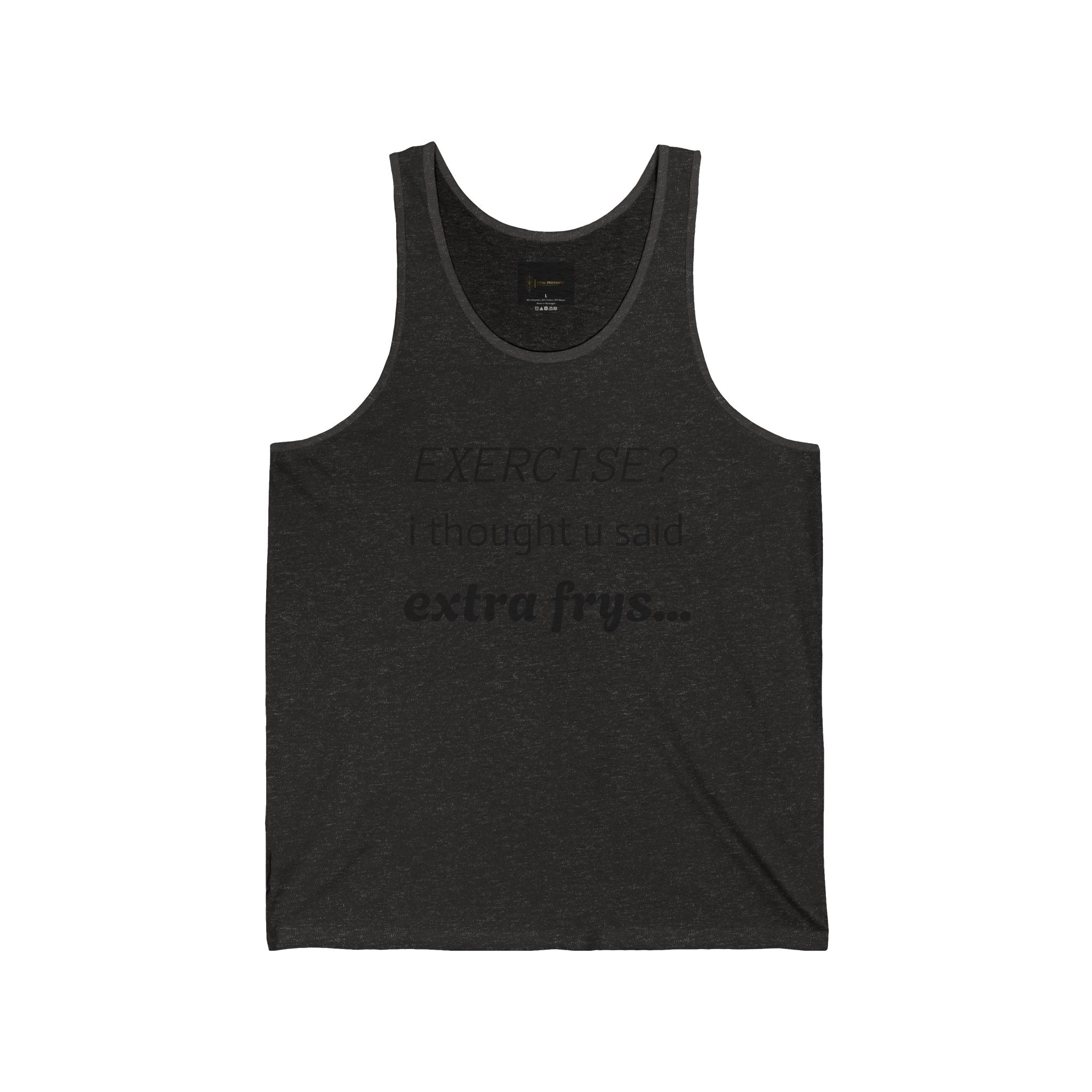 Funny Exercise Tank Top, Humorous Workout Shirt, Fitness Gift for Food Lovers, Gym Apparel, Extra Fries Motivation