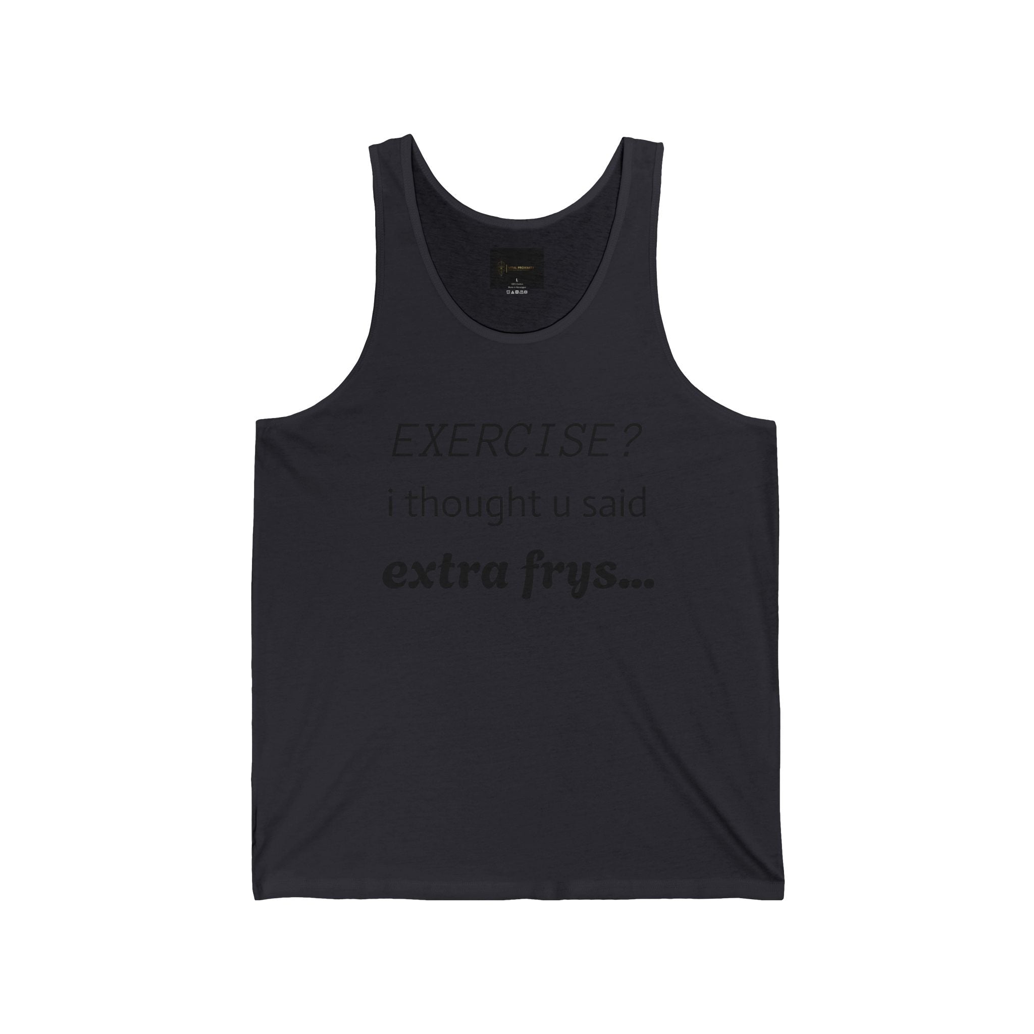 Funny Exercise Tank Top, Humorous Workout Shirt, Fitness Gift for Food Lovers, Gym Apparel, Extra Fries Motivation