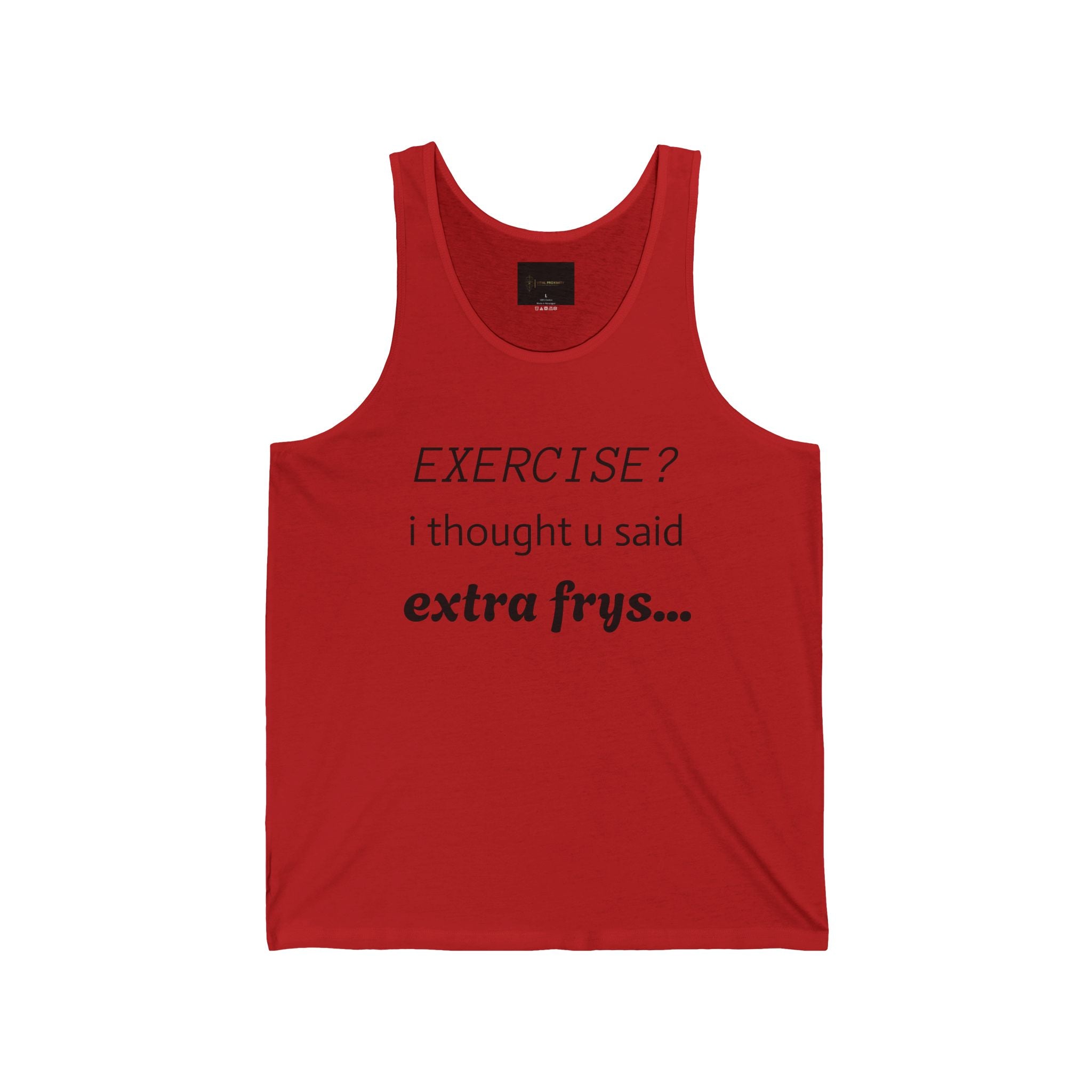 Funny Exercise Tank Top, Humorous Workout Shirt, Fitness Gift for Food Lovers, Gym Apparel, Extra Fries Motivation