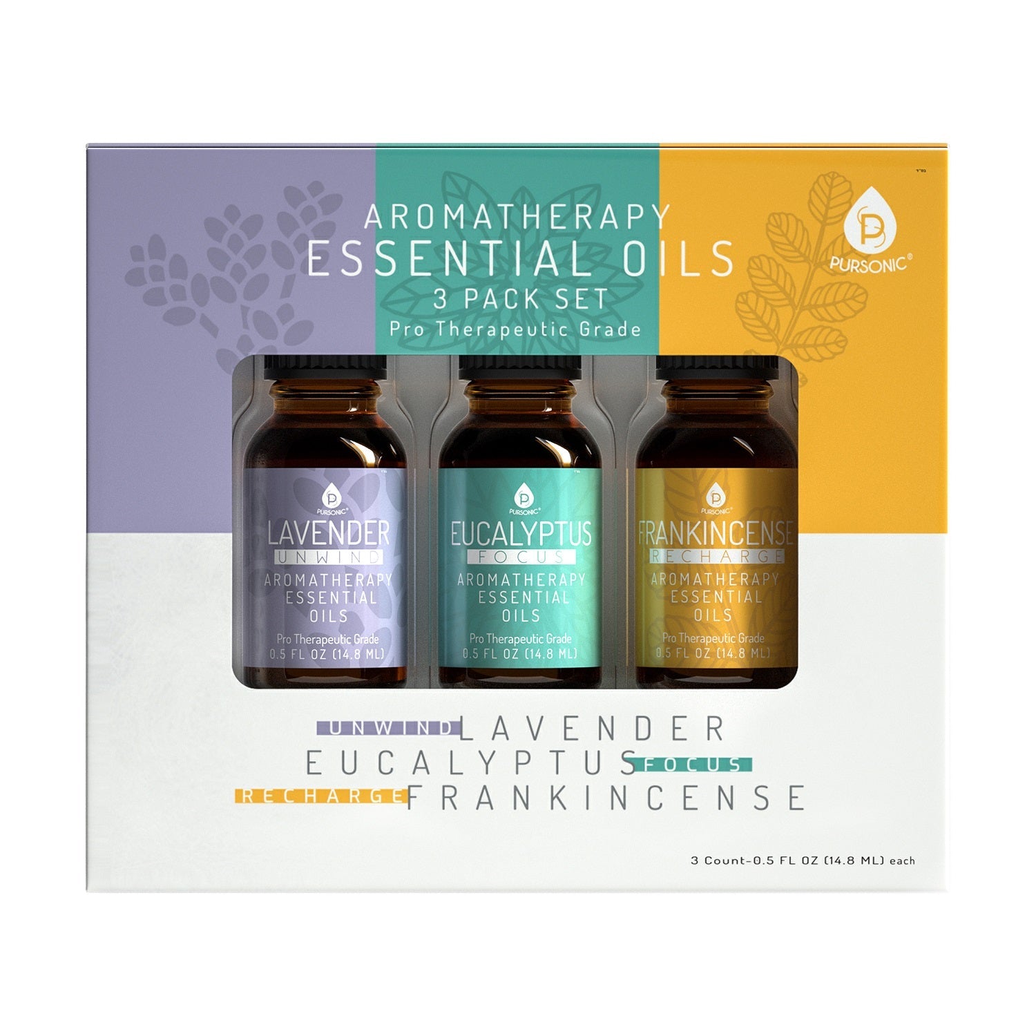 3 Pack Aromatherapy Essential oils (Lavender, Eucalyptus, Frankincense) - Vital proximityDC - PURSONICVital proximityDC - 28764313 Pack Aromatherapy Essential oils (Lavender, Eucalyptus, Frankincense)